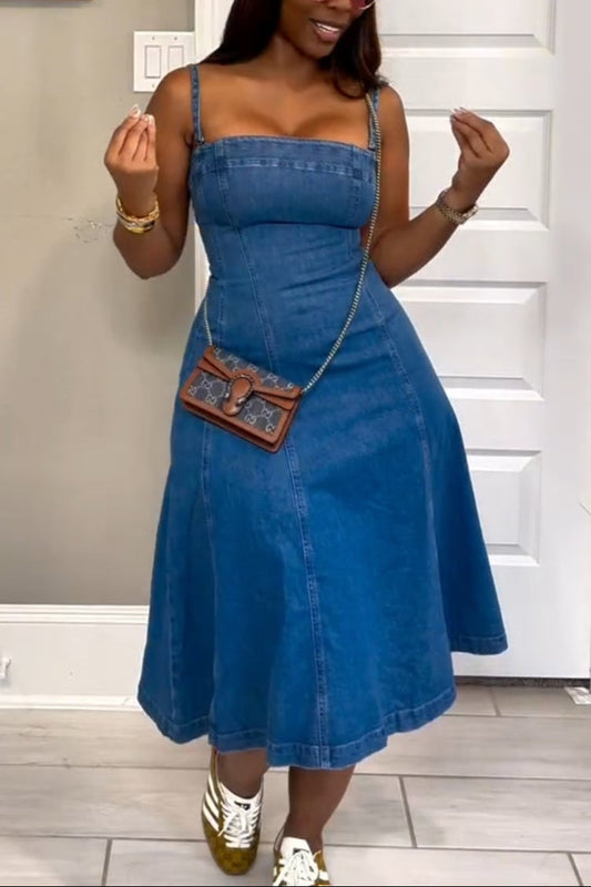 Spaghetti Strap Denim Dress
