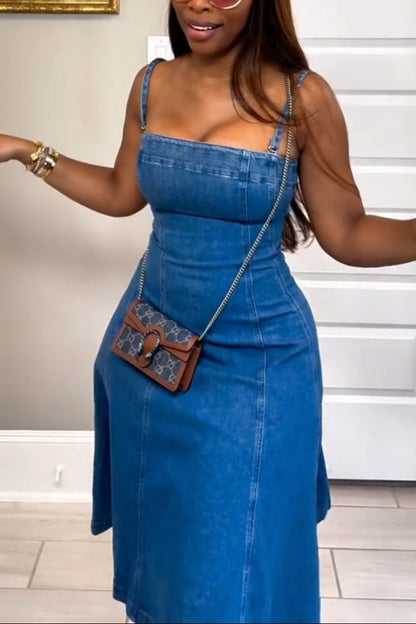 Spaghetti Strap Denim Dress