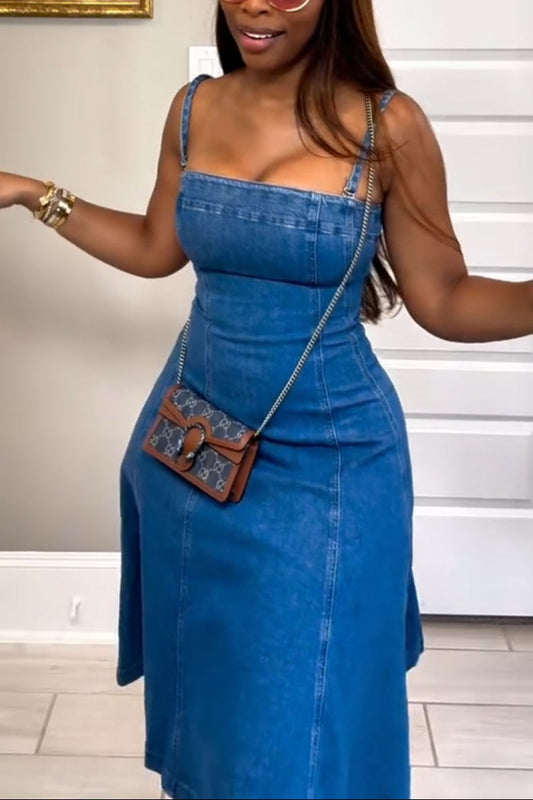 Spaghetti Strap Denim Dress