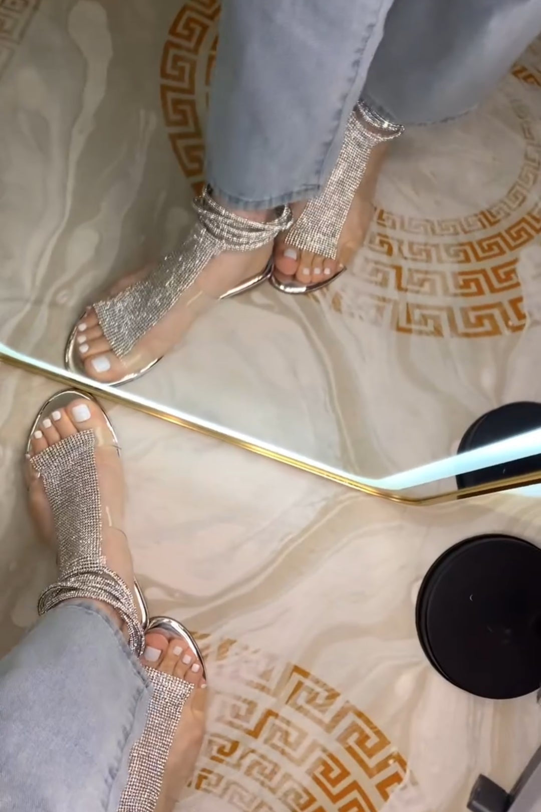 Sparkle Crystal Ankle-Wrap Sandals – Glamorous Rhinestone Open Toe Heels for Women