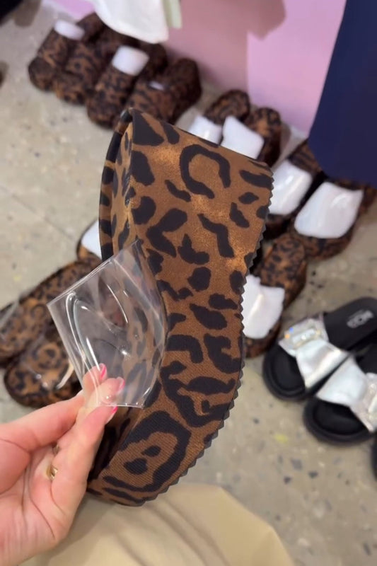 Leopard Print Platform Slides with Clear Strap – Bold & Chic Summer Sandals