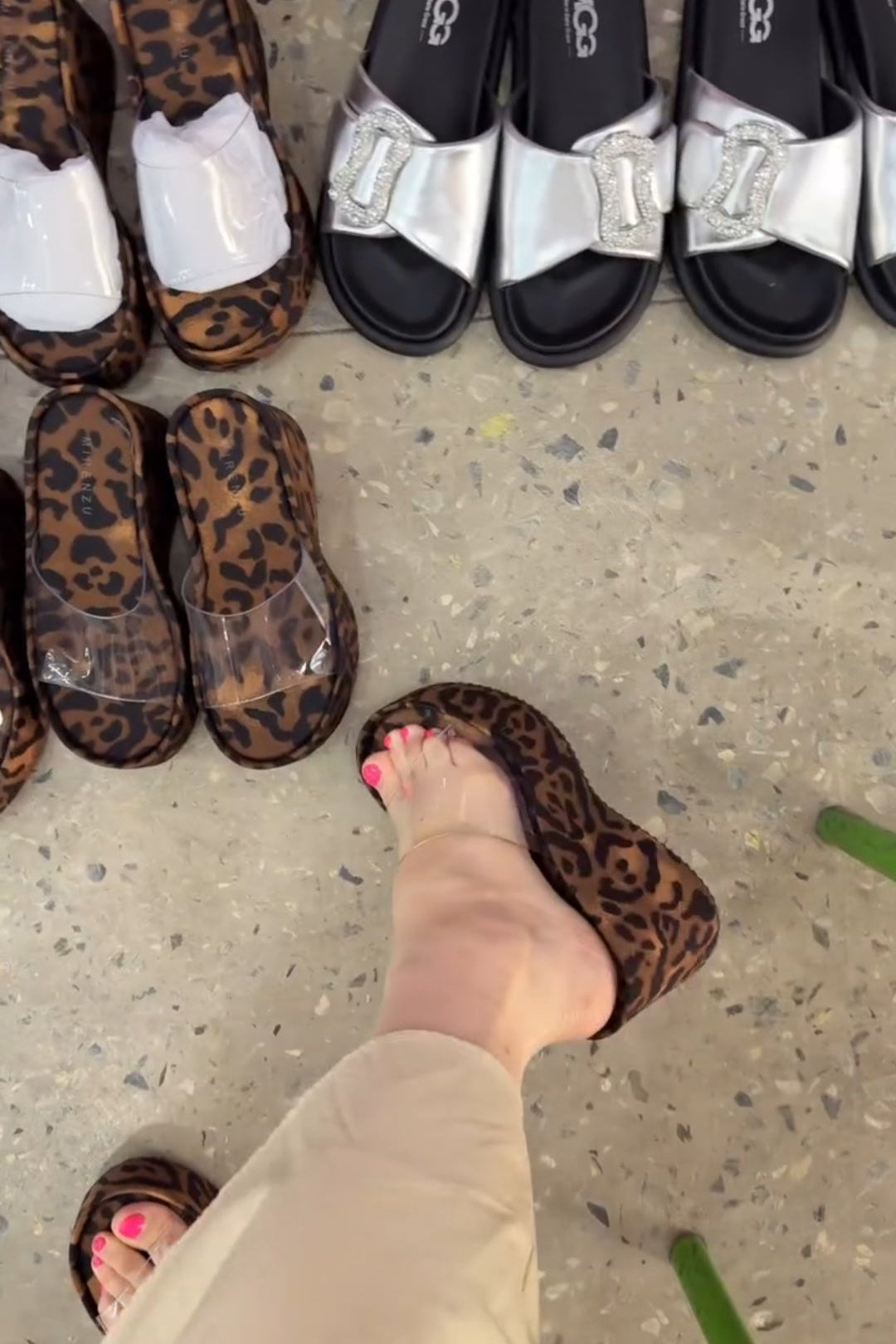 Leopard Print Platform Slides with Clear Strap – Bold & Chic Summer Sandals