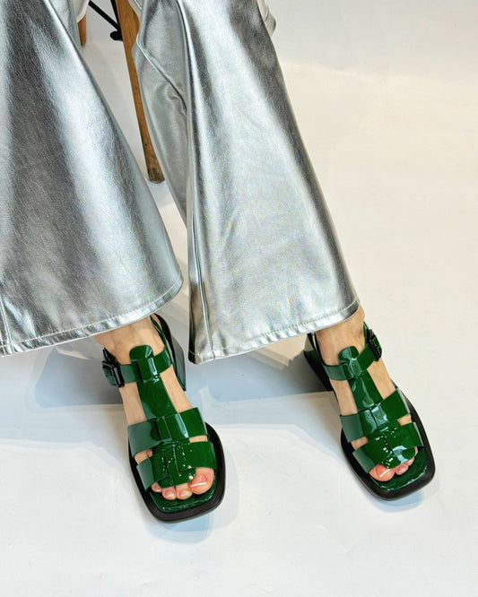 Leather Thick-Heel Sandals