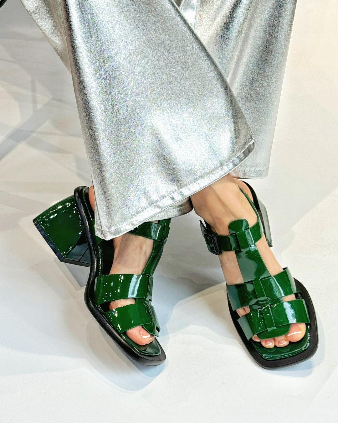 Leather Thick-Heel Sandals