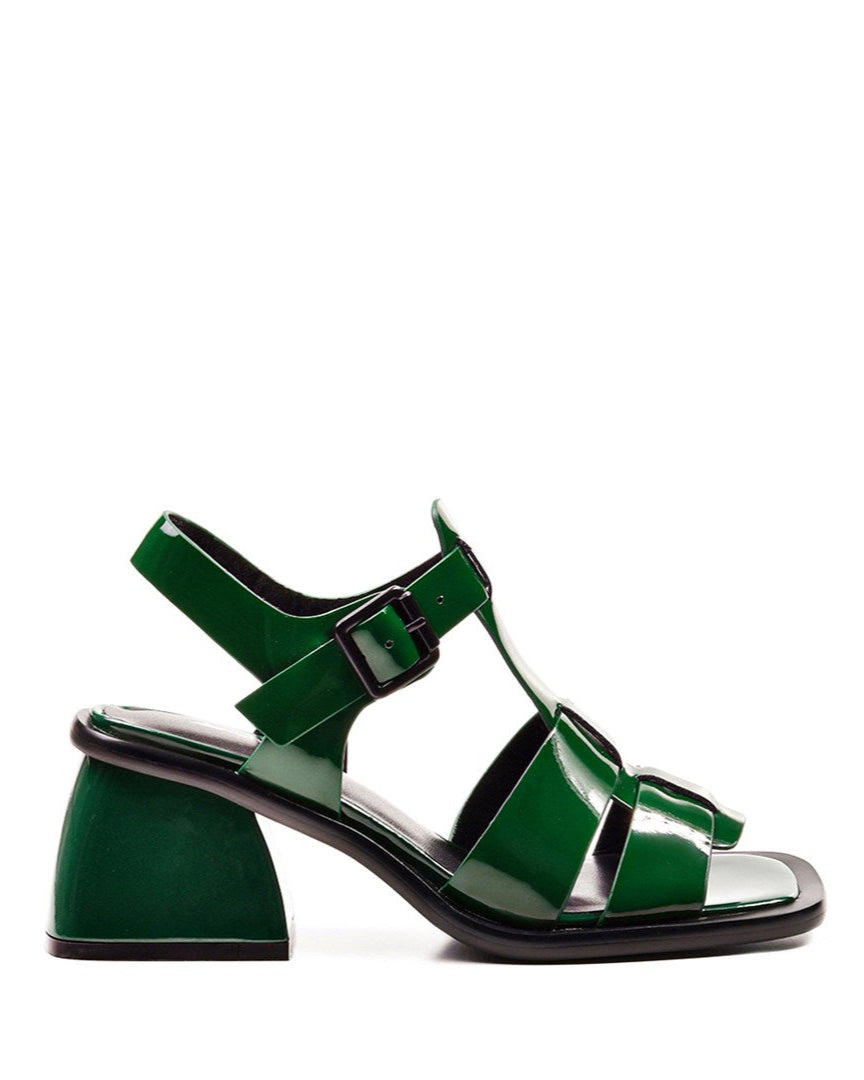 Leather Thick-Heel Sandals