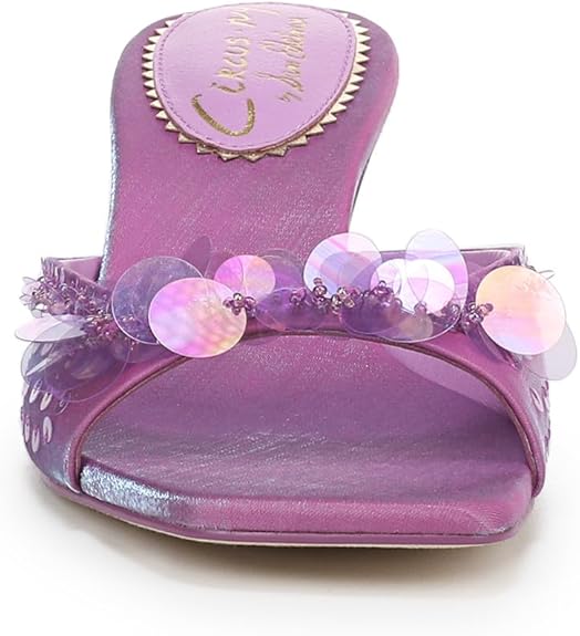 Sequined Low-heeled Slide Sandals