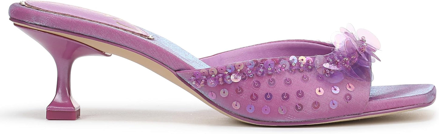 Sequined Low-heeled Slide Sandals