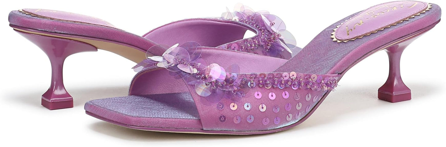 Sequined Low-heeled Slide Sandals