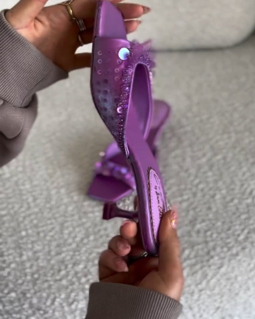 Sequined Low-heeled Slide Sandals