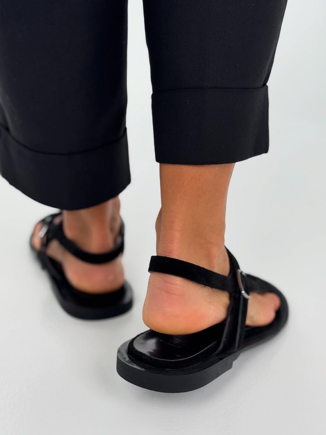 Classic Black Buckle Strap Sandals