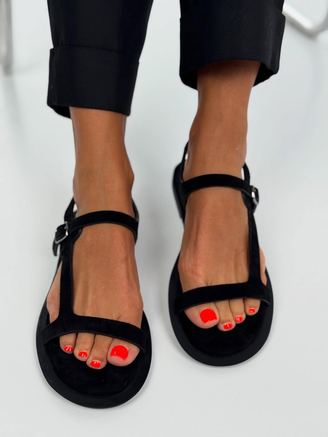Classic Black Buckle Strap Sandals