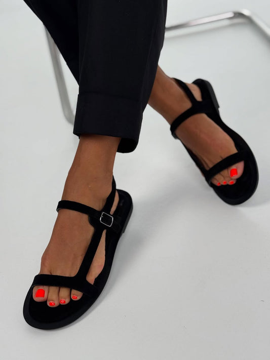Classic Black Buckle Strap Sandals