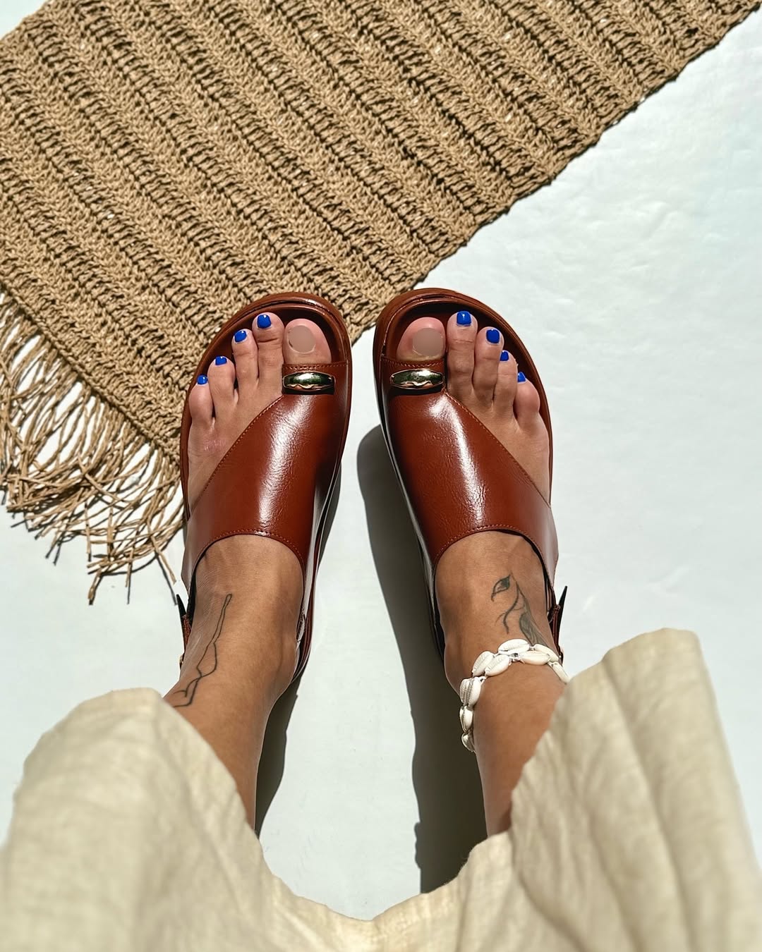 Modern Chic Slip-On Sandals with Gold Accent