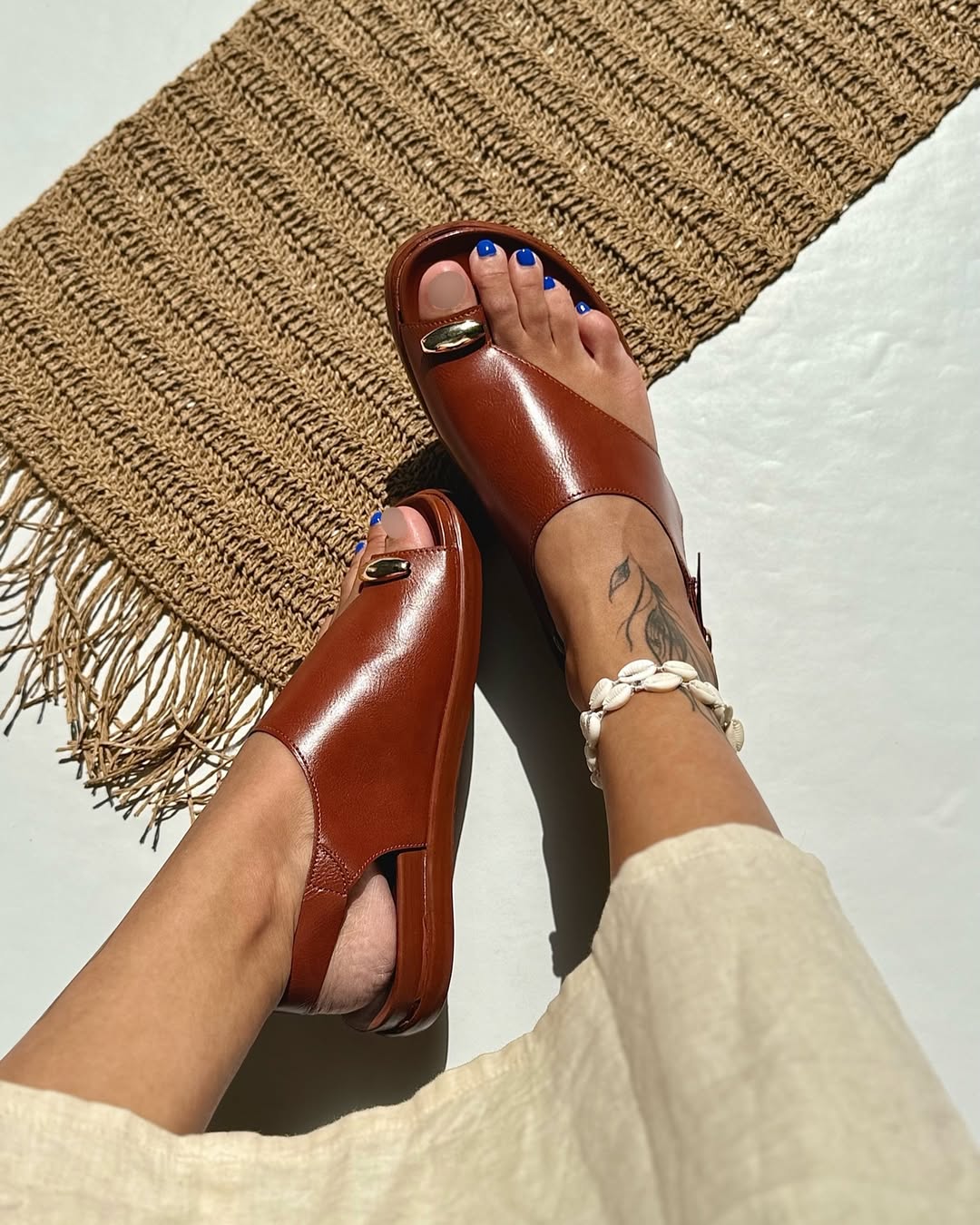 Modern Chic Slip-On Sandals with Gold Accent