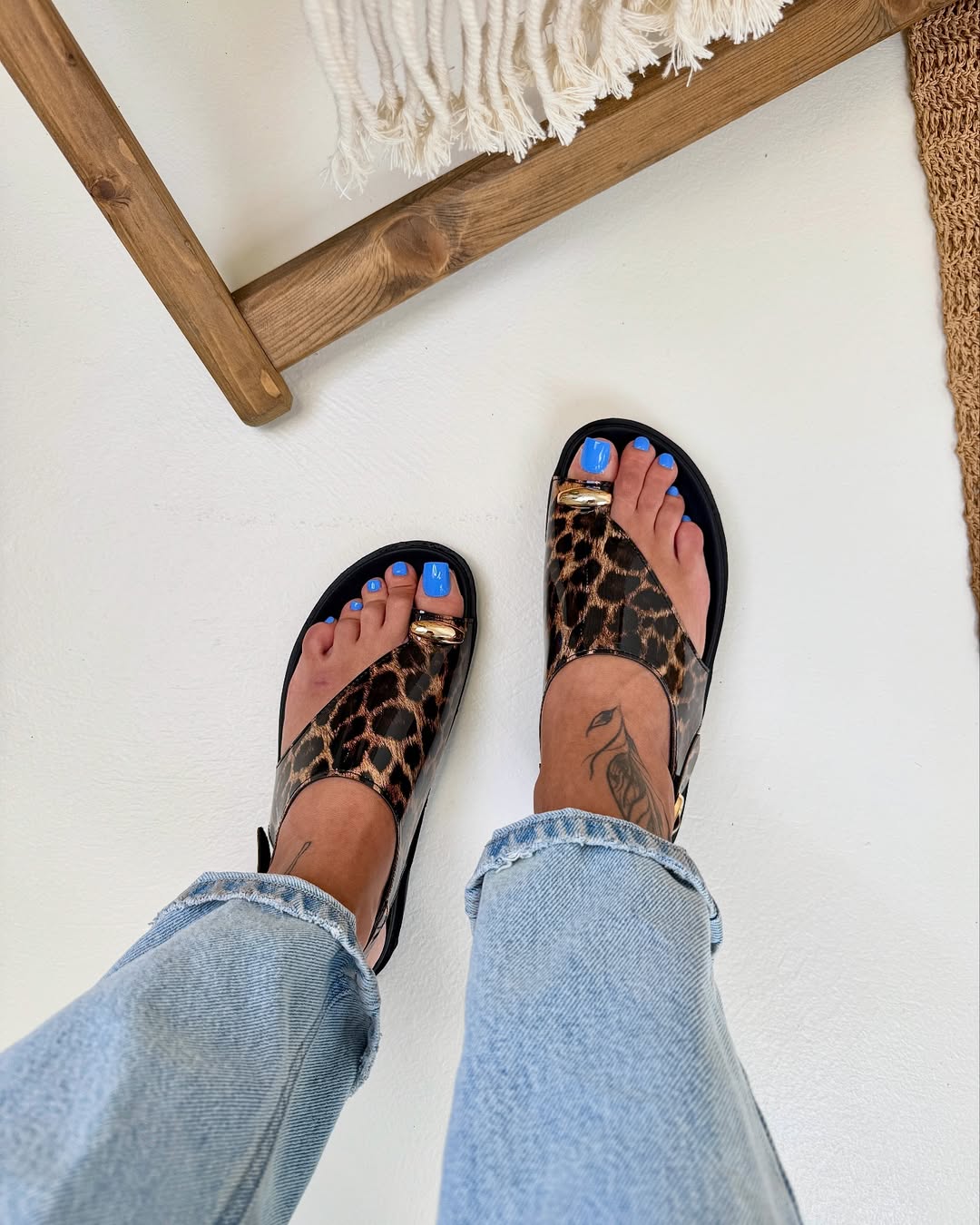 Modern Chic Slip-On Sandals with Gold Accent