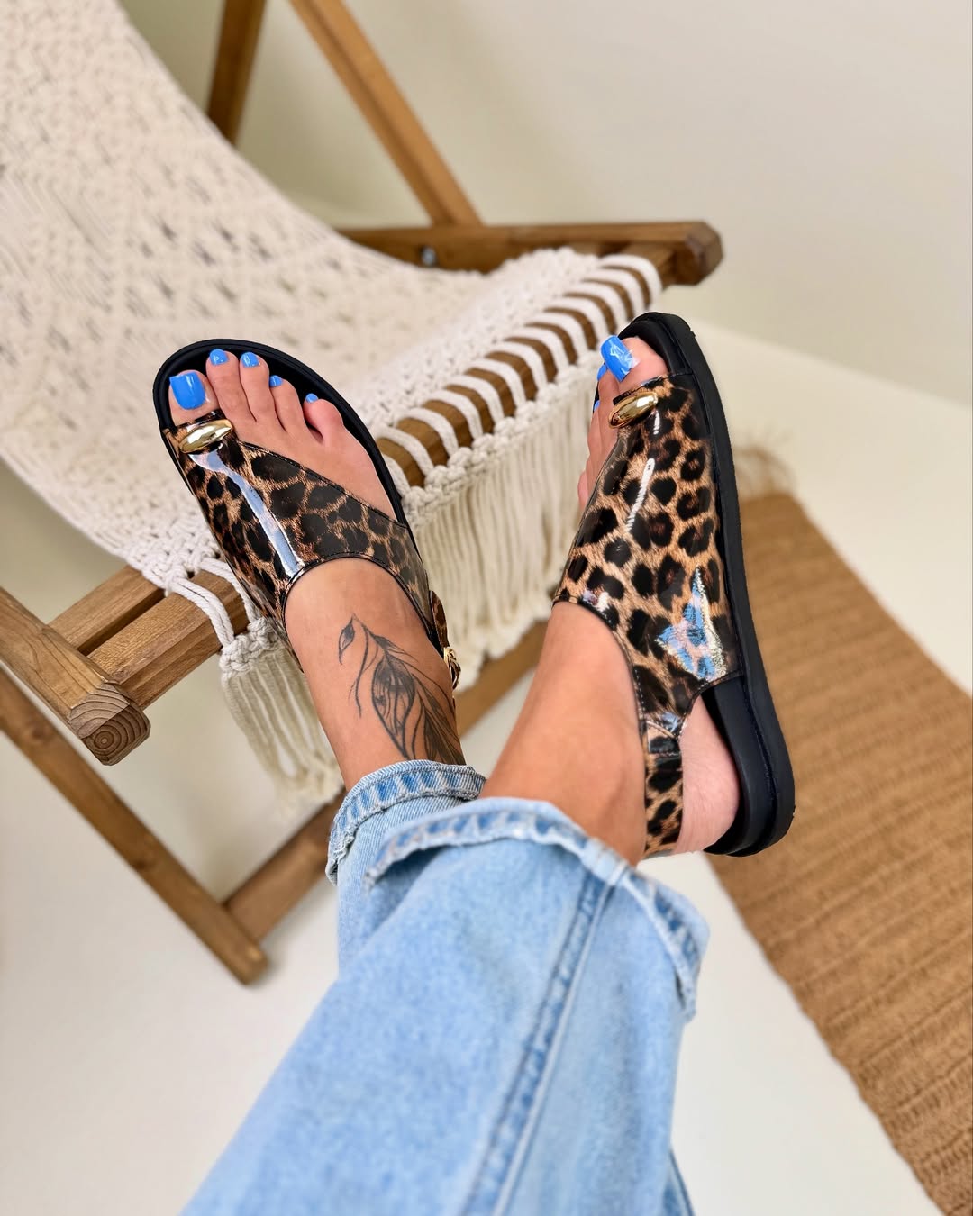 Modern Chic Slip-On Sandals with Gold Accent