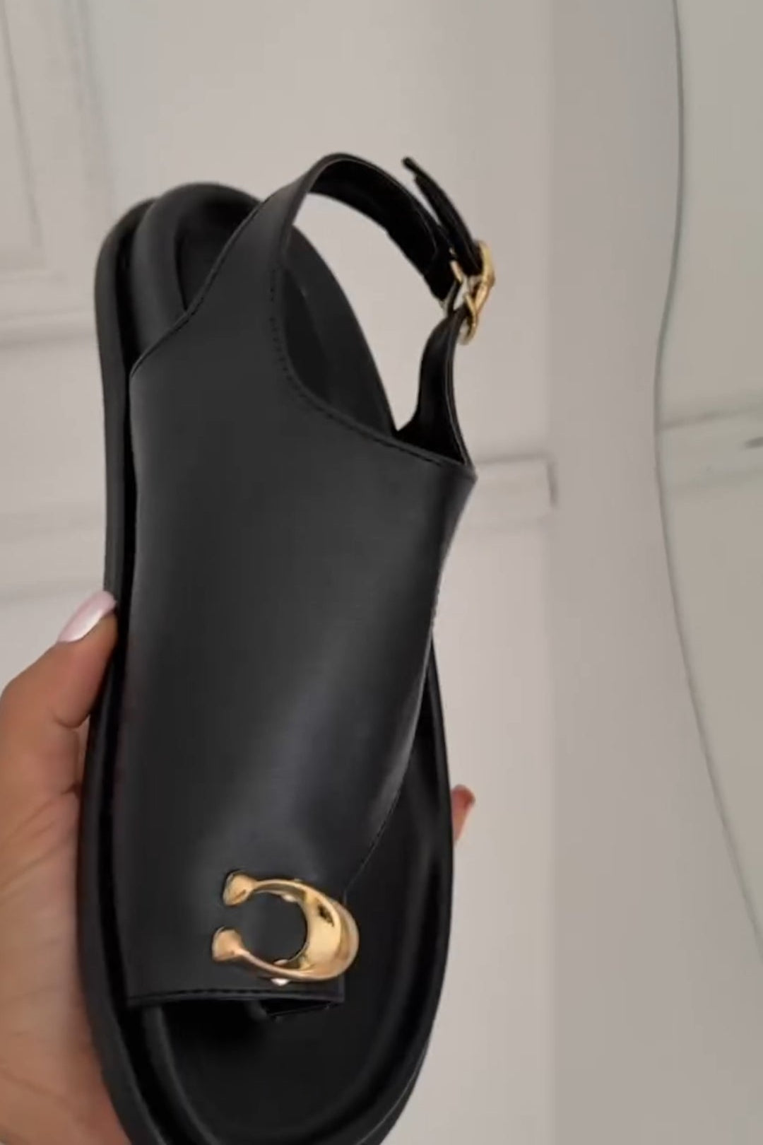 Chic Slip-On Sandals with Gold Horsebit Detail