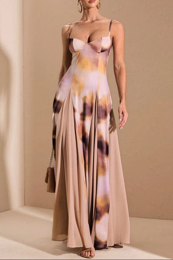 Multi-Color Ombre Purple Print Patchwork Dress With Oversized Hem