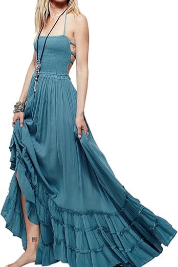 Women's Summer Boho Sexy Backless Long Dresses