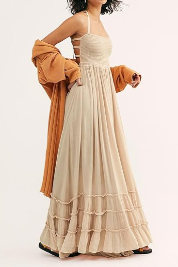 Women's Summer Boho Sexy Backless Long Dresses