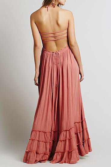 Women's Summer Boho Sexy Backless Long Dresses