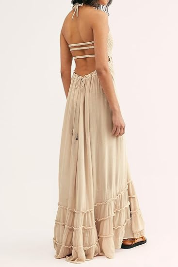 Women's Summer Boho Sexy Backless Long Dresses
