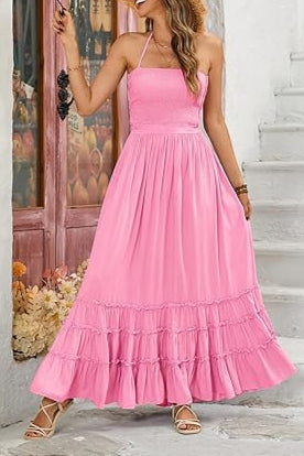 Women's Summer Boho Sexy Backless Long Dresses