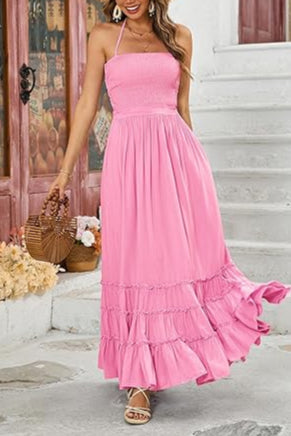 Women's Summer Boho Sexy Backless Long Dresses