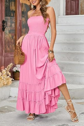 Women's Summer Boho Sexy Backless Long Dresses