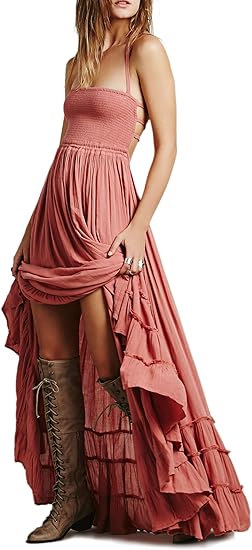 Women's Summer Boho Sexy Backless Long Dresses