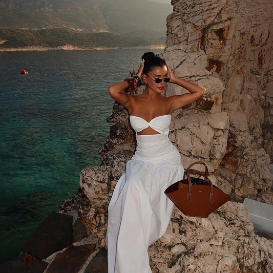 Fitted Bust With Waist Cutout Maxi Dress