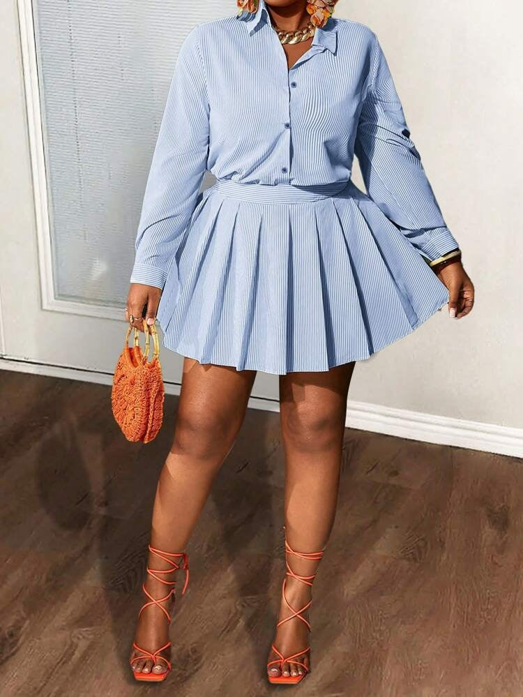 Women's Elegant Lightweight Striped 2 Pieces Set