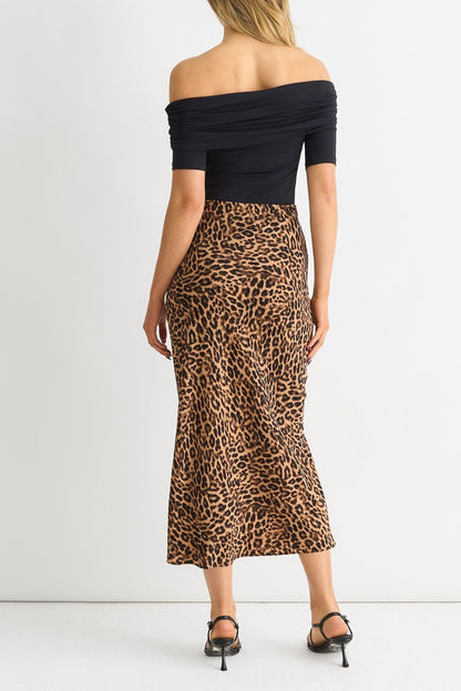 Light Brown Leopard Print Maxi Skirt