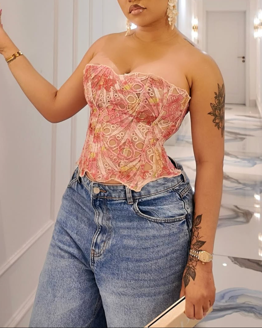 Boho Lace Strapless Corset Top