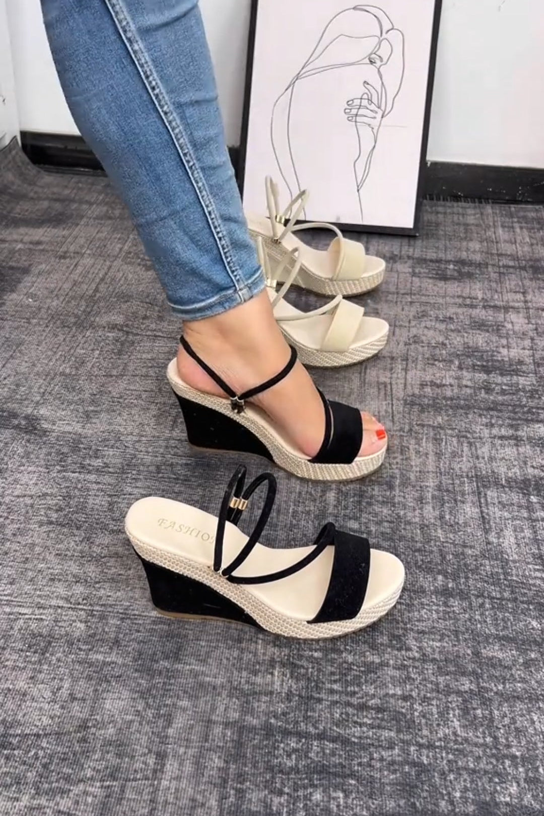 Wedge Heeled Strappy Sandals