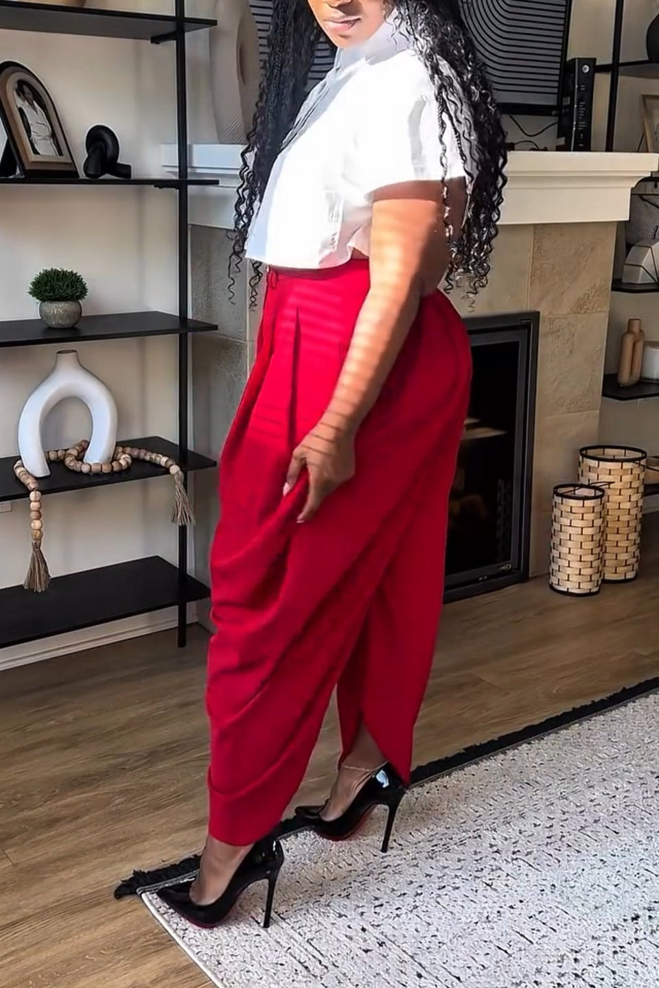 High-Waisted Pleated Tapered Pants