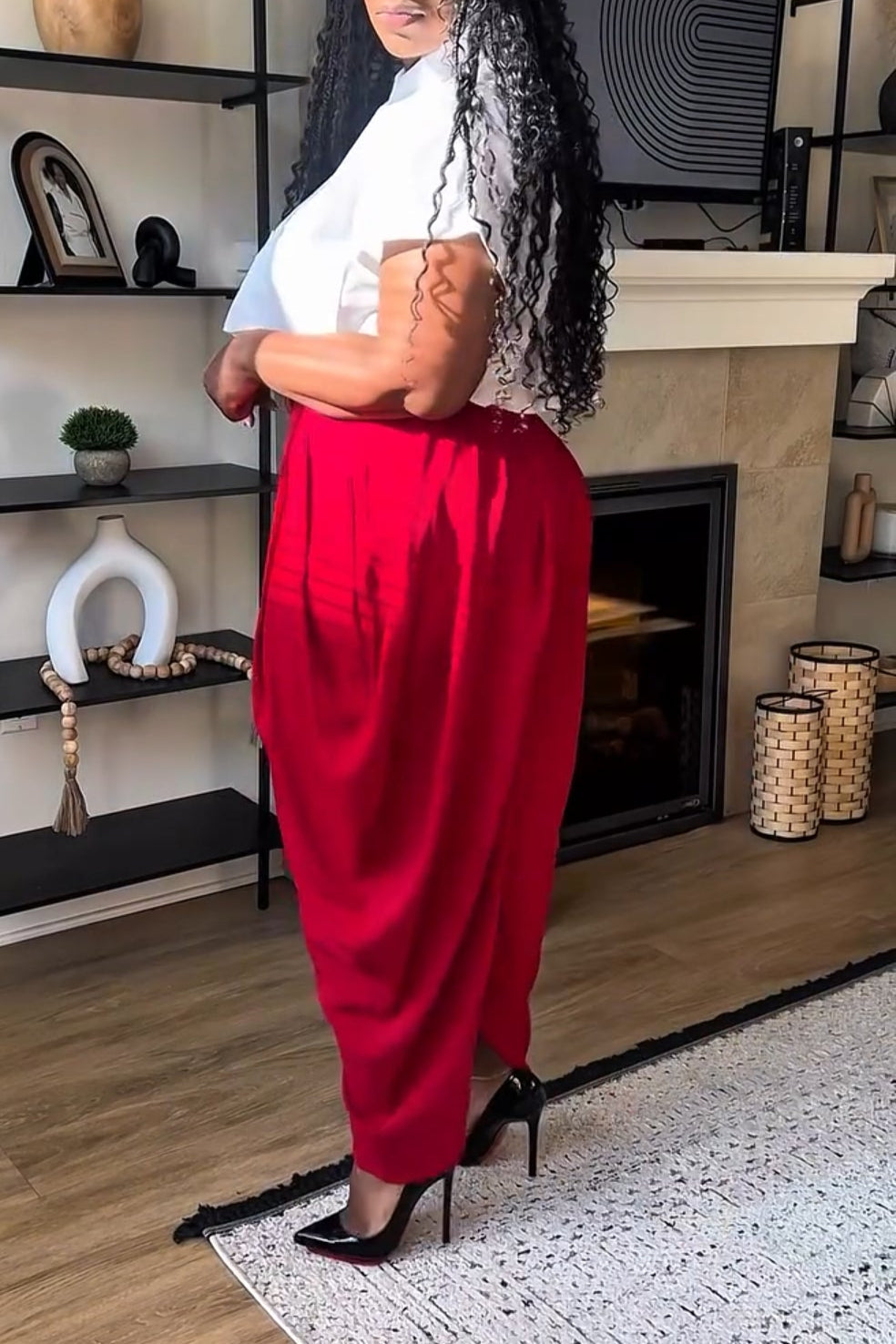 High-Waisted Pleated Tapered Pants