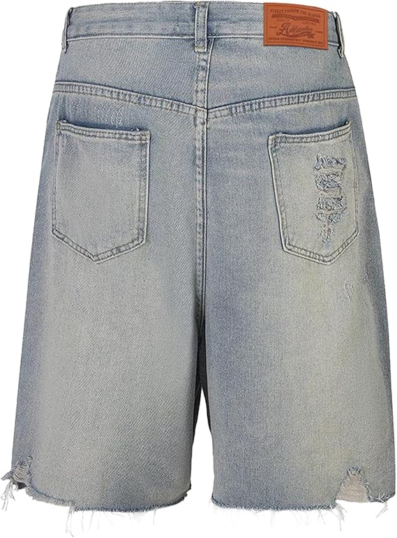 Crystal Stud Bermuda Jorts – Oversized Street Denim