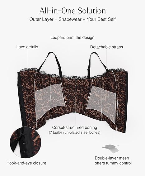 Shapewear Lace Detachable Strap Bustier Corset Tops