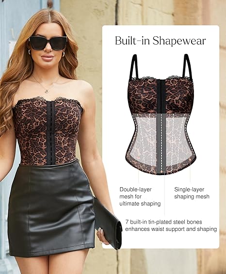 Shapewear Lace Detachable Strap Bustier Corset Tops