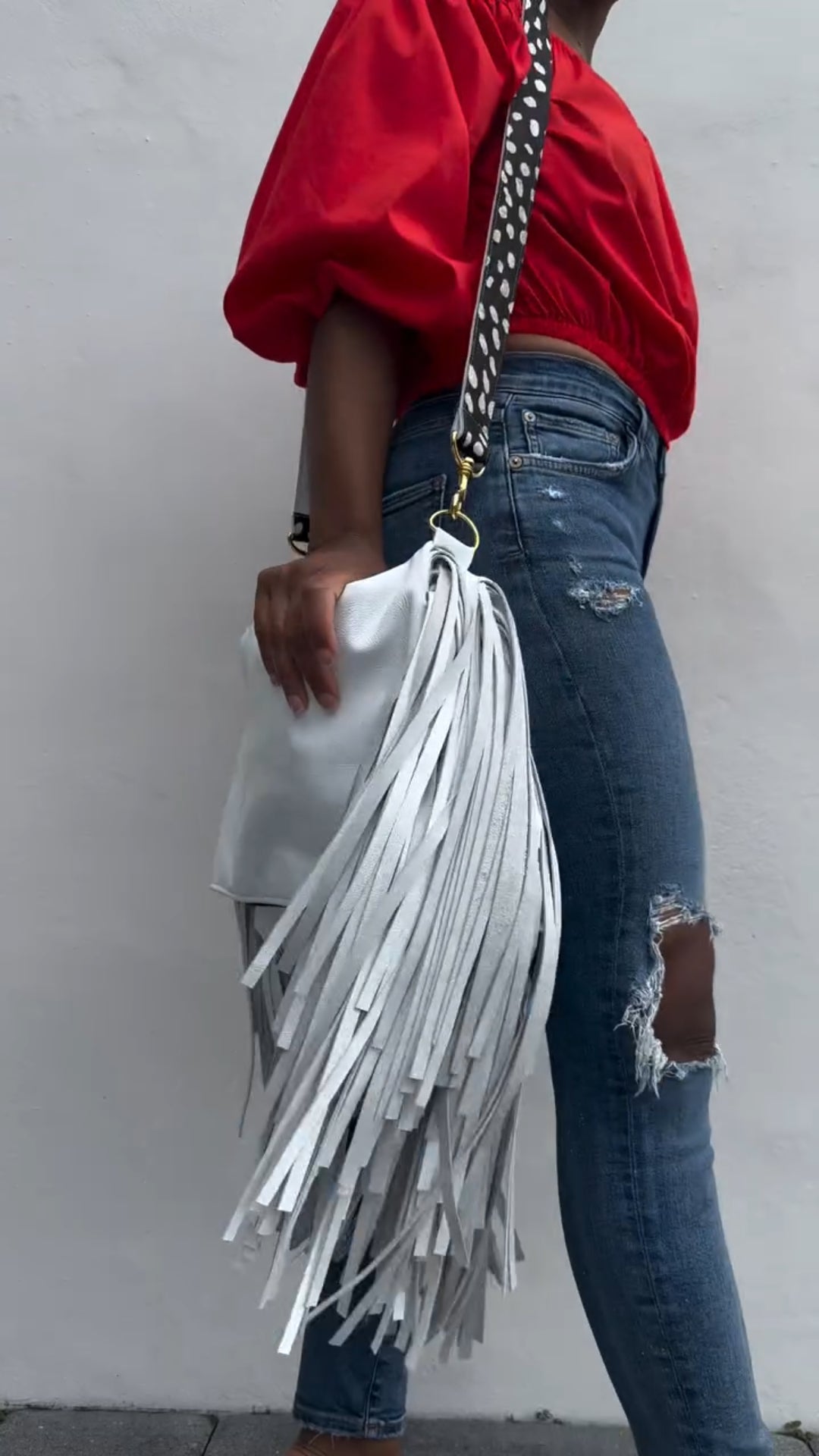 Large Foldover 3 Layers Fringe Crossbody Bag