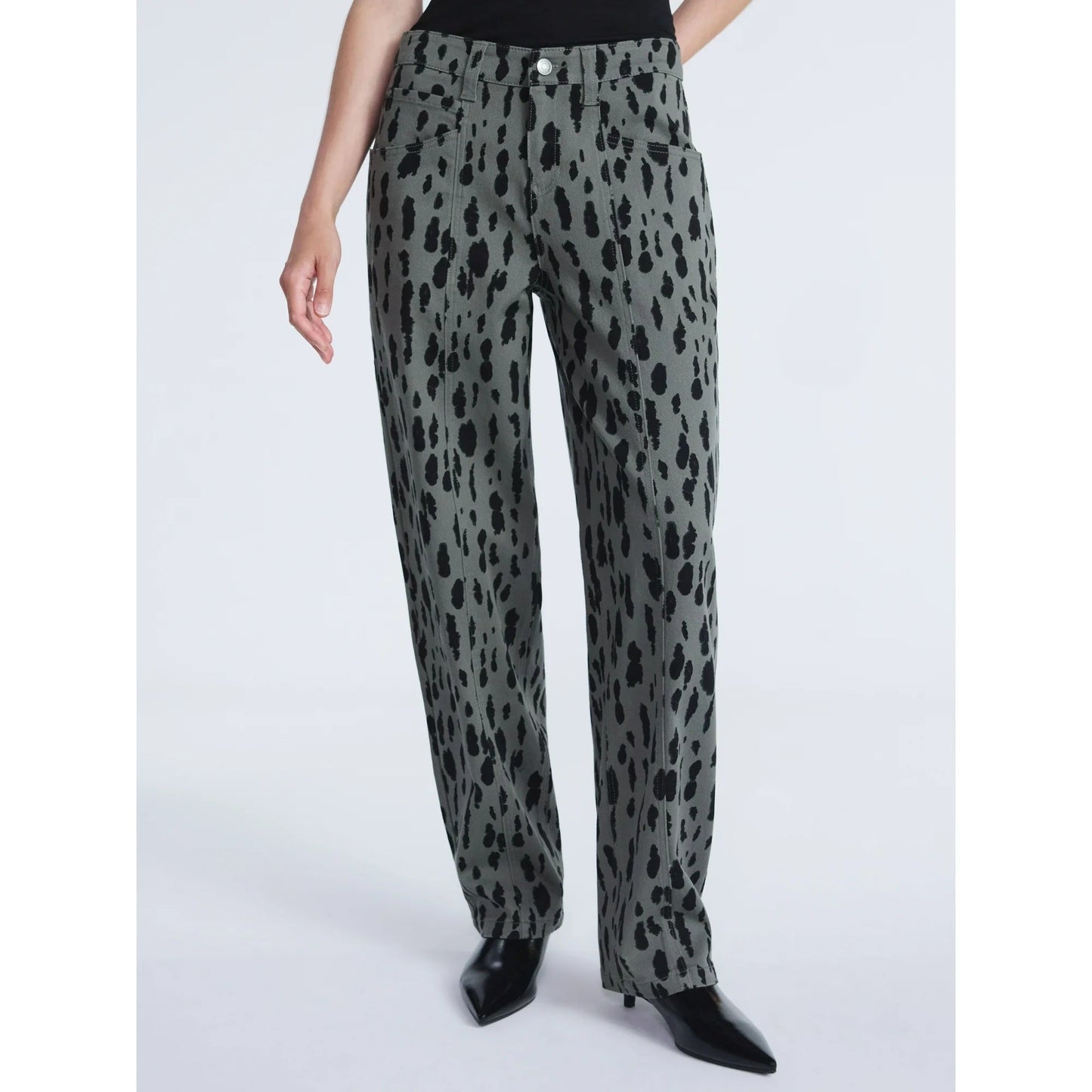 Animal Print Barrel Jeans