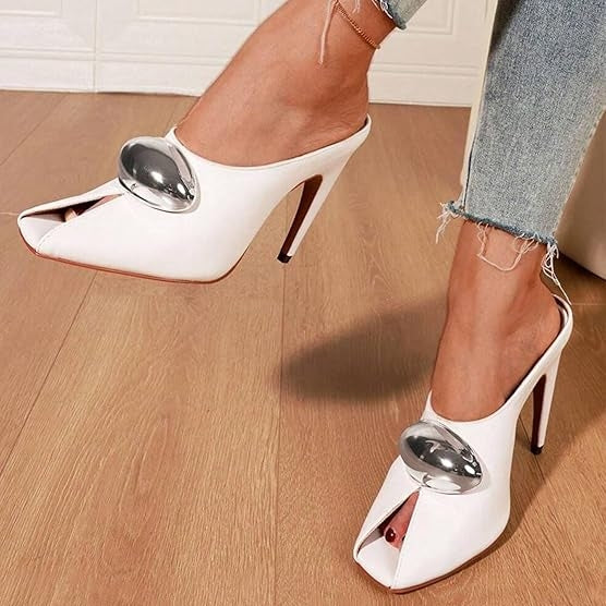 Stiletto Heels for Women Pointed Peep Toe Heeled Mules Sandals