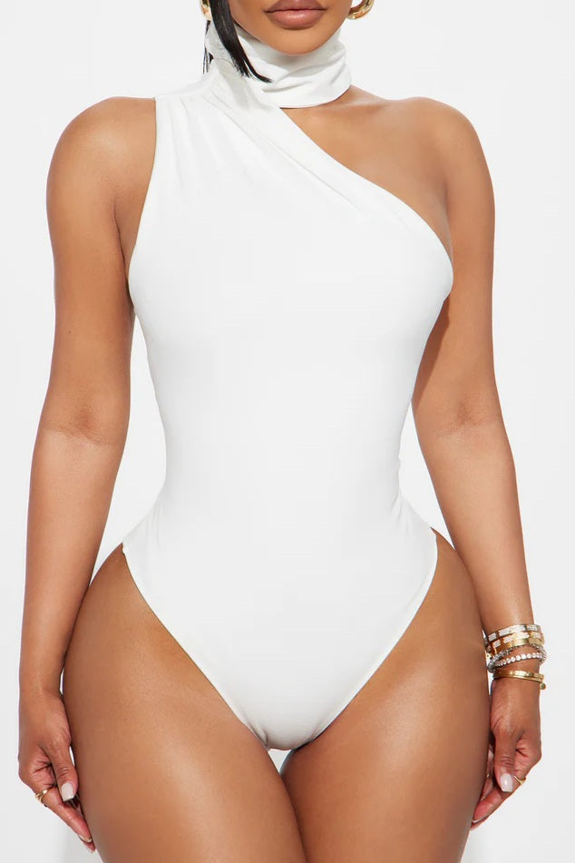 Ruched Mock Neck Bodysuit
