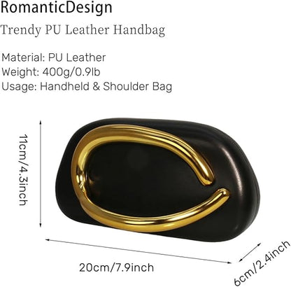 Trendy PU Leather Evening Clutch Chic Decor Handle