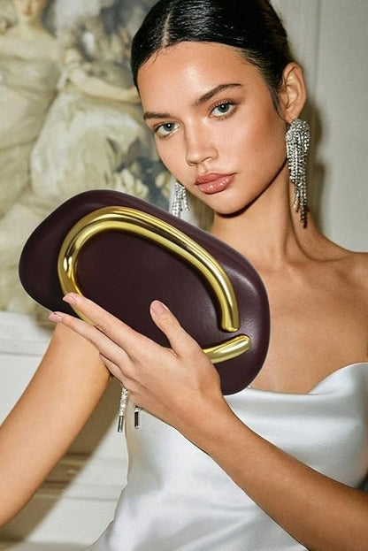 Trendy PU Leather Evening Clutch Chic Decor Handle
