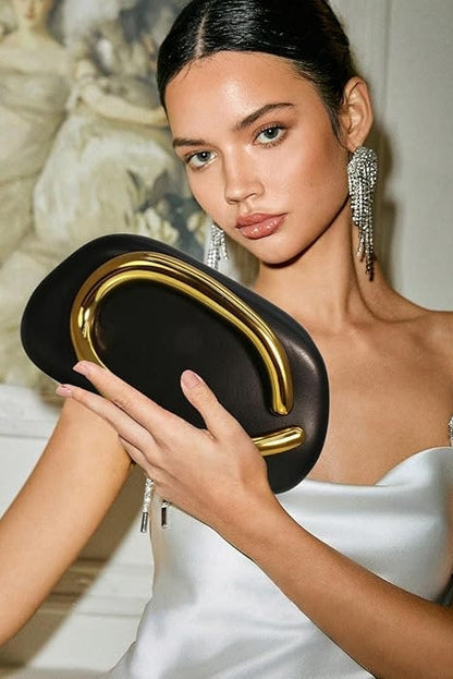 Trendy PU Leather Evening Clutch Chic Decor Handle