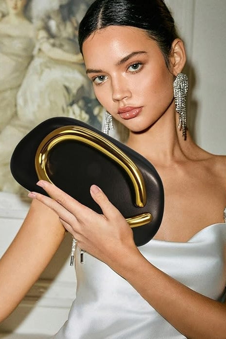 Trendy PU Leather Evening Clutch Chic Decor Handle