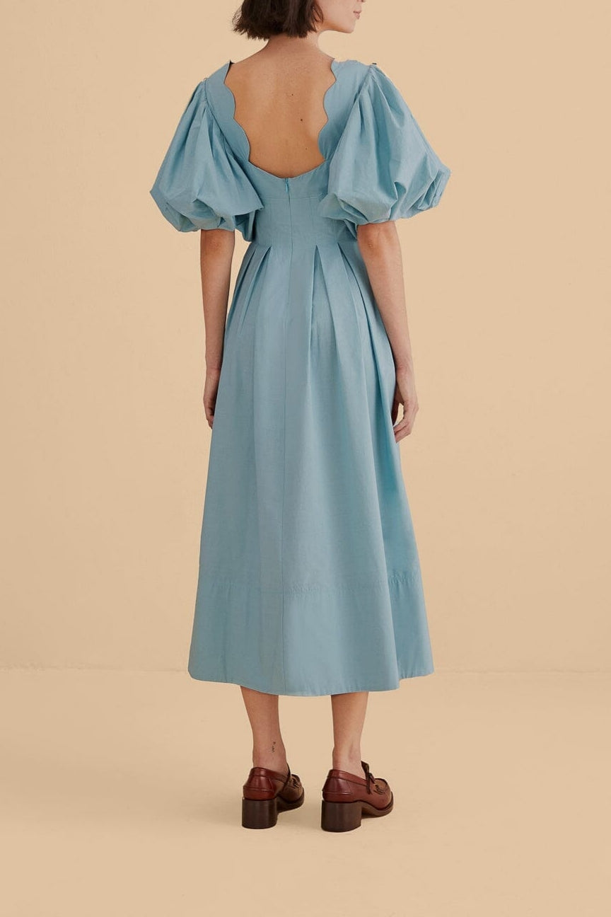 Grey Blue Cut Out Midi Dress