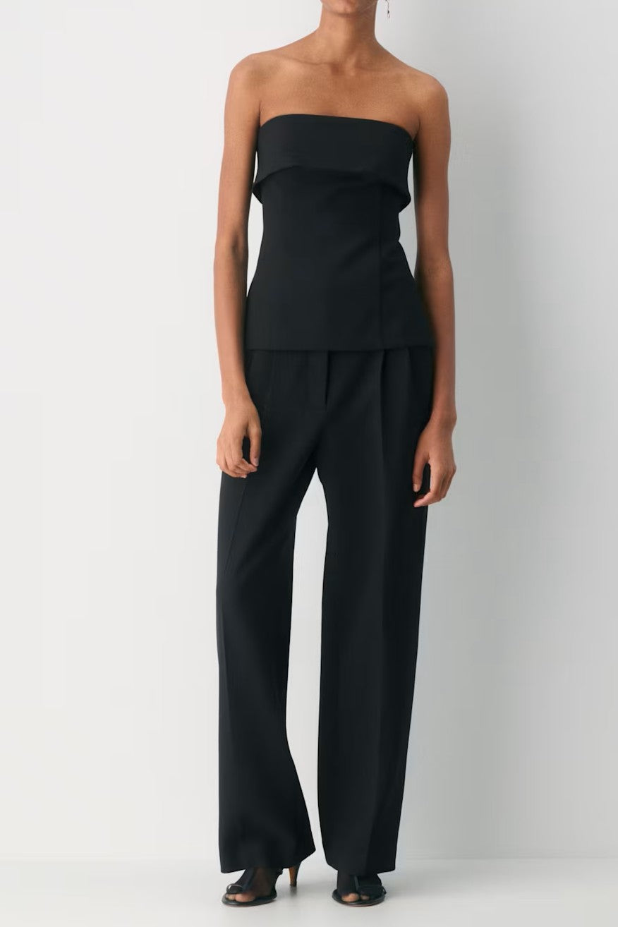 Black Fold-Over Strapless Top